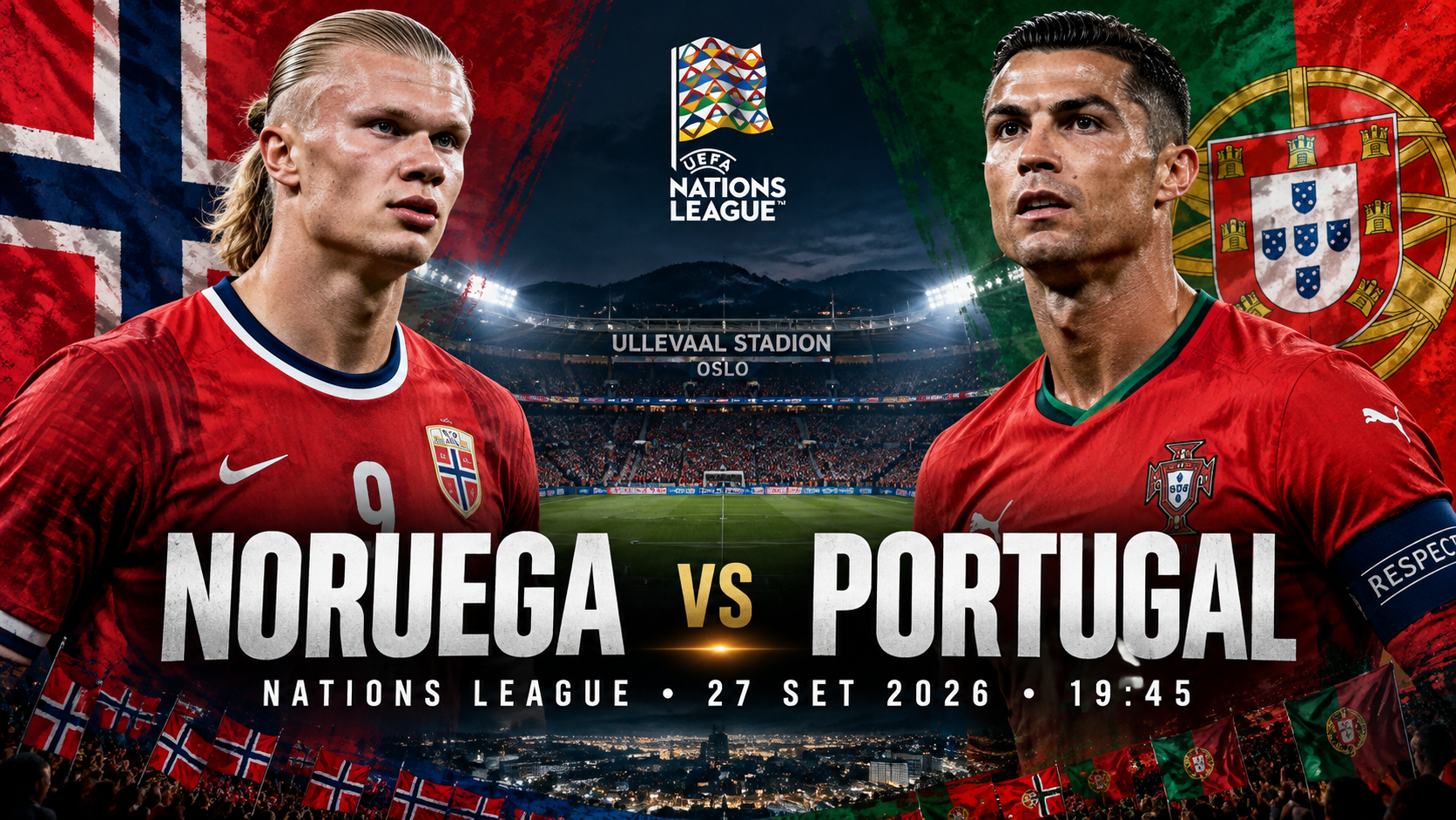 Noruega vs Portugal Nations League 27 setembro 2026