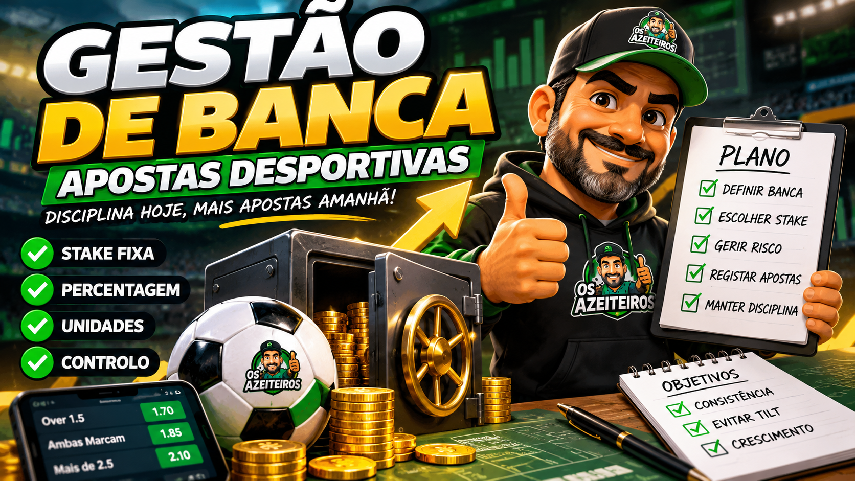 Gestão de banca nas apostas desportivas com controlo de stake e risco
